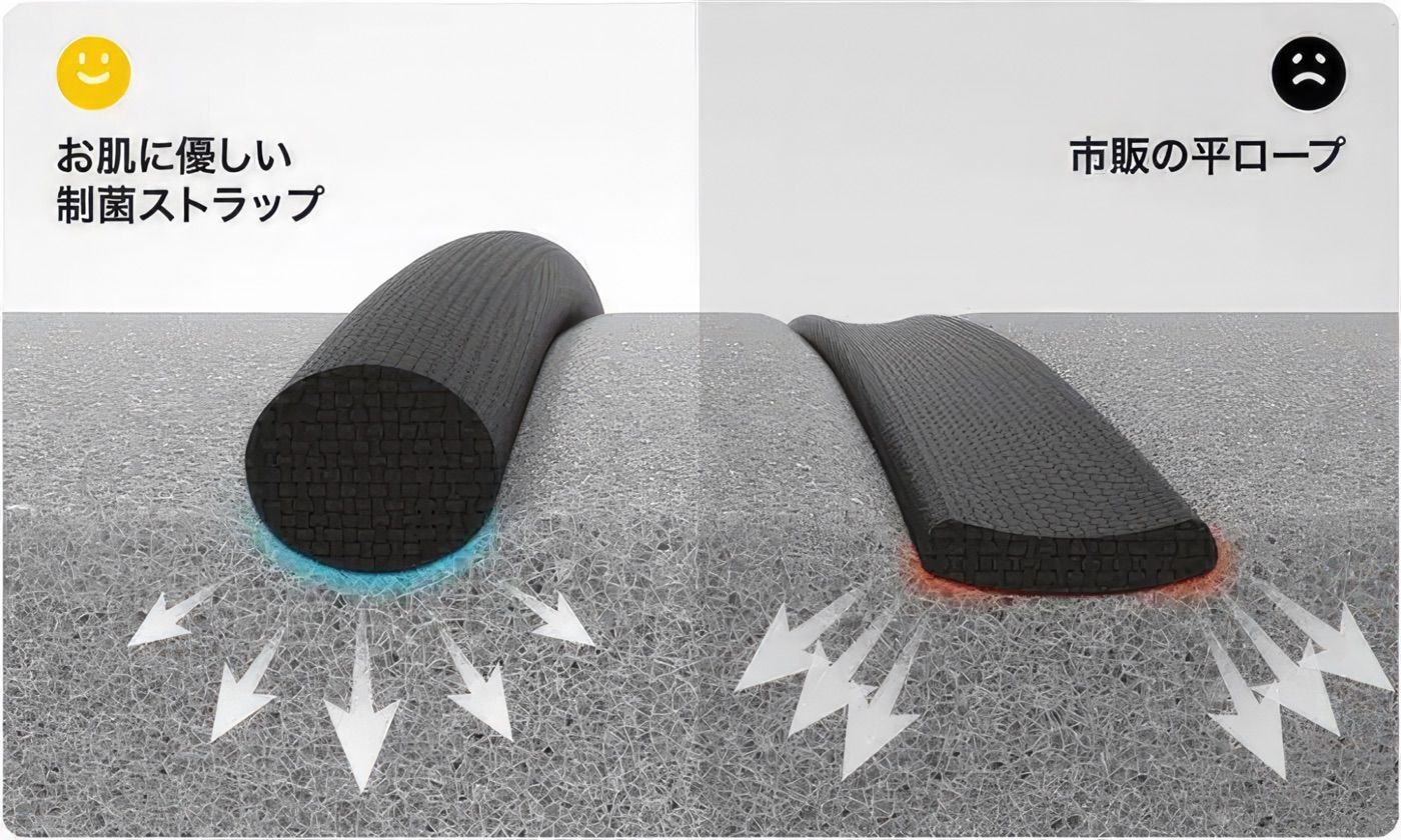 ふかふかしたストラップが重さを軽減してくれる