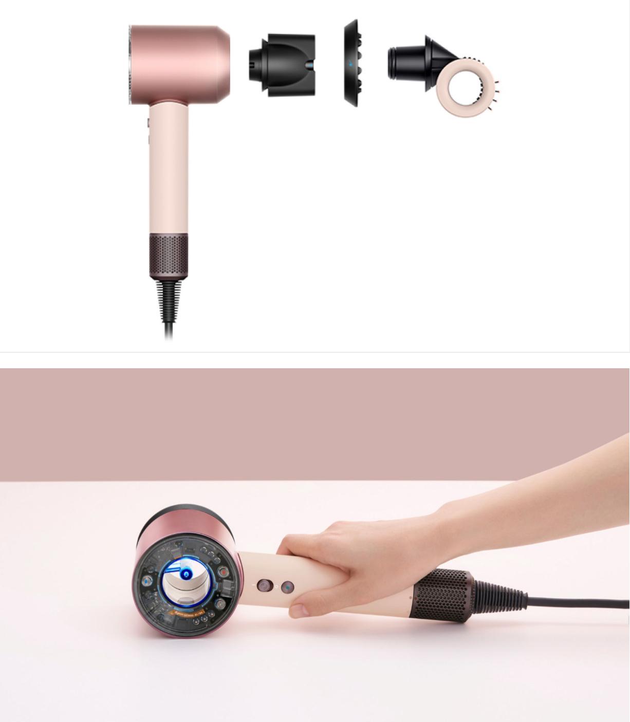 普段使っているDyson nural、温度センサーで温度を自動調節してくれるが、アタッチメントは主にドライ用の3種のみ 引用元:Dyson