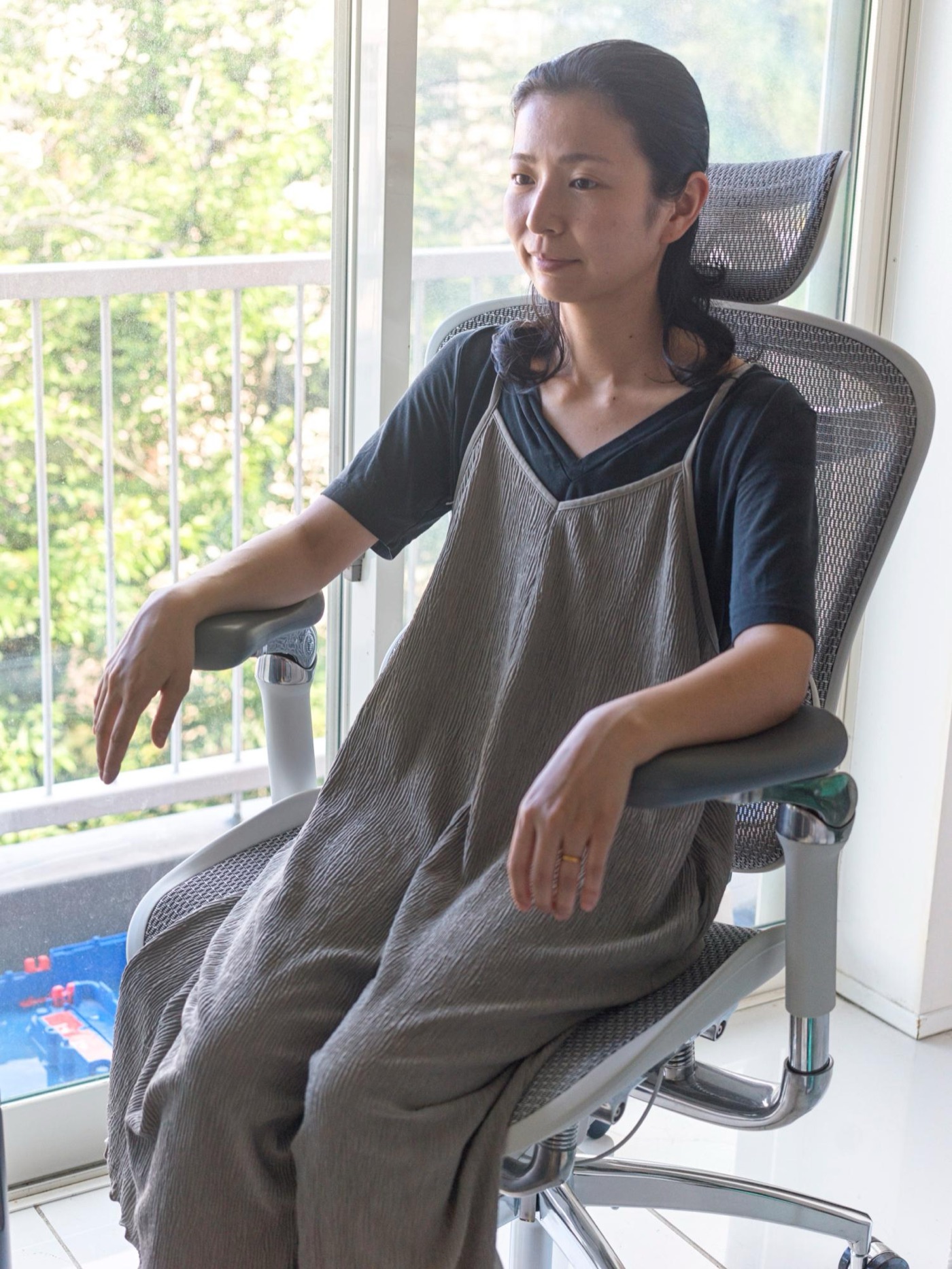 通常だと体の小さい妻にはやや大きめ